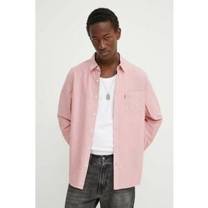 Levi's camasa din bumbac barbati, culoarea roz, cu guler clasic, regular imagine