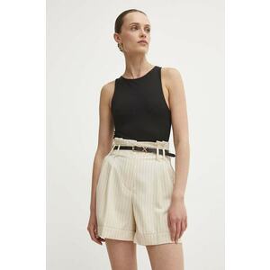 Answear Lab pantaloni scurti femei, culoarea bej, modelator, high waist imagine