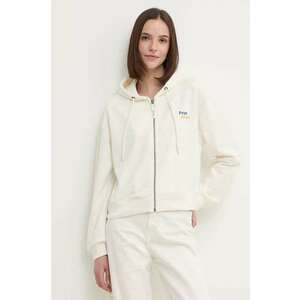 Pepe Jeans bluza EDNA femei, culoarea bej, cu glugă, cu imprimeu, PL581445 imagine