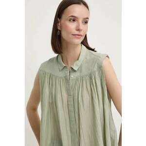 Pepe Jeans camasa MINA femei, culoarea verde, cu guler clasic, relaxed, PL304892 imagine