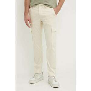 Pepe Jeans pantaloni SLIM CARGO POPLIN barbati, culoarea bej, cu fason cargo, PM211770 imagine
