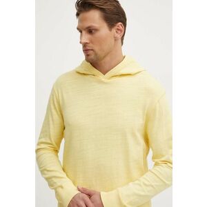 Pepe Jeans hanorac de bumbac ABRAHAM barbati, culoarea galben, cu glugă, neted, PM509438 imagine