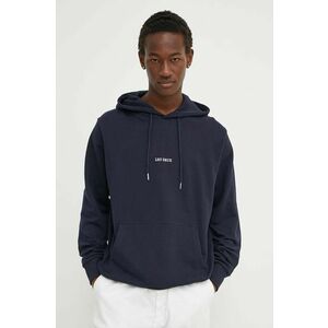 Les Deux hanorac de bumbac barbati, culoarea albastru marin, cu glugă, neted, LDM202033 imagine