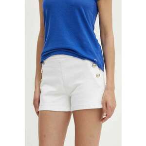 Morgan pantaloni scurti jeans SHIVAL1 femei, culoarea alb, neted, high waist, SHIVAL1 imagine