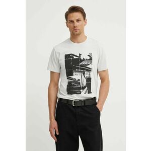 G-Star tricou din bumbac bărbați, culoarea gri, cu imprimeu, D24686-336 imagine