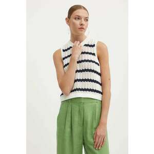 Hollister Co. vestă din bumbac culoarea bej imagine