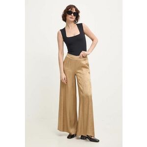 Answear Lab pantaloni femei, culoarea auriu, lat, high waist imagine