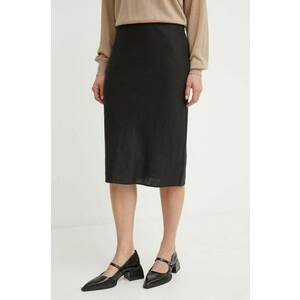 Samsoe Samsoe fusta din in SAAGNETA culoarea negru, midi, drept, F24100096 imagine