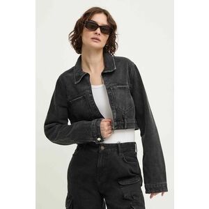 Answear Lab geacă din denim femei, culoarea negru, de tranziție imagine