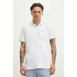 Medicine tricou polo barbati, culoarea alb, neted imagine