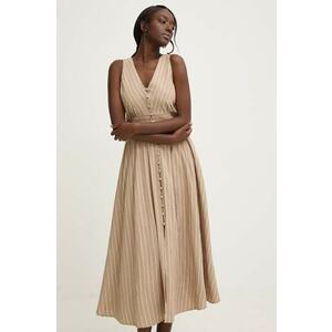 Answear Lab rochie culoarea bej, maxi, evazată imagine