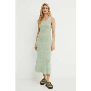 Samsoe Samsoe rochie din amestec de in SAISHA culoarea verde, maxi, evazată, F24200028 imagine