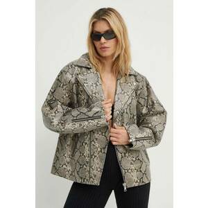 Won Hundred geaca ramones de piele femei, culoarea gri, de tranzitie, 3102-16017 imagine