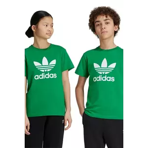adidas Originals tricou de bumbac pentru copii TREFOIL TEE culoarea verde, cu imprimeu, IY4003 imagine