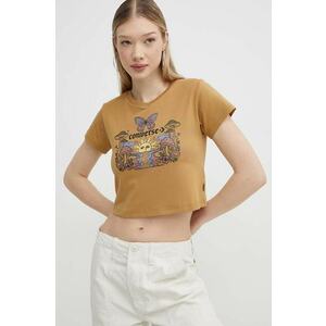 Converse tricou din bumbac femei, culoarea maro imagine