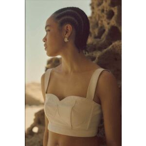 Answear Lab top din piele culoarea alb, neted imagine