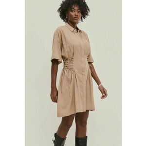 Answear Lab rochie din bumbac culoarea bej, mini, evazată imagine