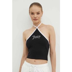 Juicy Couture top CONTRAST CROSS OVER HALTER TOP femei, culoarea negru, JCWCT24304 imagine