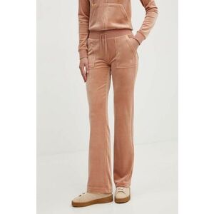 Juicy Couture pantaloni de trening din velur DEL RAY GOLD culoarea bej, neted, JCAP180G imagine