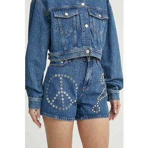 Moschino Jeans pantaloni scurti jeans femei, cu imprimeu, high waist imagine