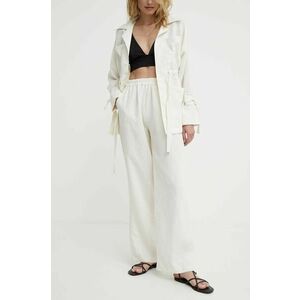 Answear Lab pantaloni femei, culoarea bej, drept, high waist imagine