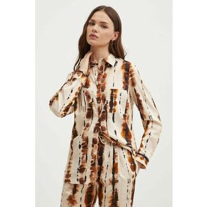 La Petite Française camasa din bumbac CHARDON femei, culoarea bej, cu guler clasic, regular imagine