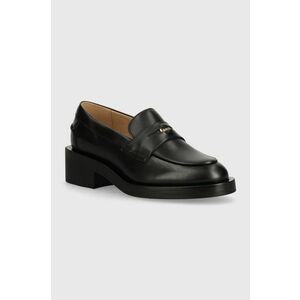 BOSS mocasini de piele Iryna femei, culoarea negru, cu toc plat, 50523445 imagine