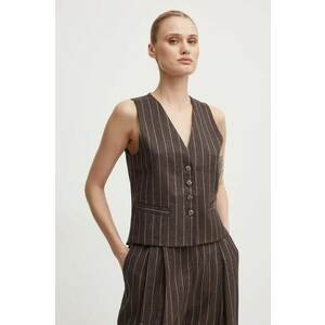 Day Birger et Mikkelsen vestă de in Frida - Casual Linen Stripe culoarea maro, un singur rand de nasturi, DAY65243245 imagine