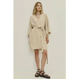 Answear Lab rochie din in culoarea bej, mini, dreaptă imagine