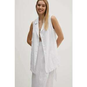 Sisley vestă de in culoarea alb, desfacut, 21I4LJ00L imagine