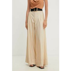 Answear Lab pantaloni femei, culoarea bej, lat, high waist imagine