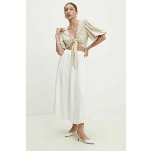 Answear Lab fustă din bumbac culoarea alb, midi, evazati imagine