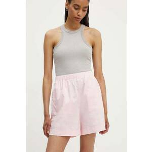 Samsoe Samsoe pantaloni scurti SALOVA femei, culoarea roz, modelator, high waist, F24200111 imagine