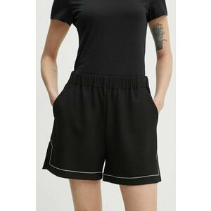 Theory pantaloni scurti femei, culoarea negru, neted, high waist, O0626202 imagine