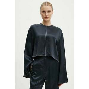 Day Birger et Mikkelsen bluza din amestec de in Becky - High Shine Blend RD culoarea albastru marin, neted, DAY65243309 imagine