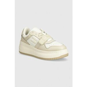 Tommy Jeans sneakers TJW RETRO BASKET FLATFORM VELCRO culoarea bej, EN0EN02573 imagine