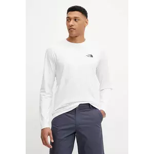 The North Face longsleeve M L/S Simple Dome Tee bărbați, culoarea alb, uni, NF0A87QNFN41 imagine
