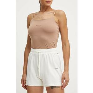 BOSS pantaloni scurți de lounge culoarea alb, neted, high waist imagine