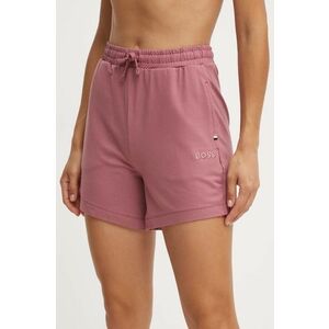 BOSS pantaloni scurti femei, culoarea roz, neted, high waist, 50515554 imagine