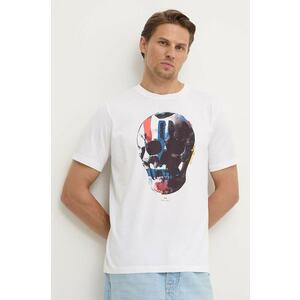 PS Paul Smith tricou din bumbac barbati, culoarea alb, cu imprimeu, M2R.011R.NP4685 imagine