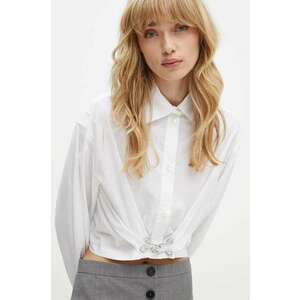 Moschino Jeans camasa din bumbac femei, culoarea alb, cu guler clasic, regular, 0203.8231 imagine