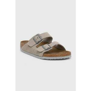 Birkenstock papuci din piele Arizona barbati, culoarea gri, 1027749 imagine
