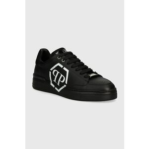 Philipp Plein sneakers din piele Lo-Top Hexagon culoarea negru, MSC3981 PLE005N 0202 imagine