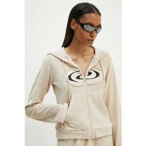 Résumé hanorac de bumbac BoraRS Blouse femei, culoarea bej, cu glugă, cu imprimeu, 221441164 imagine