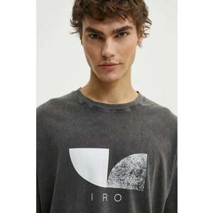 IRO tricou din bumbac barbati, culoarea gri, cu imprimeu, MP19OURI imagine