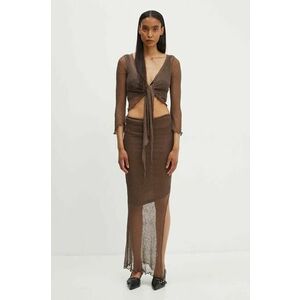 Résumé rochie și cardigan Bree culoarea maro, midi, mulată, 221331159 imagine