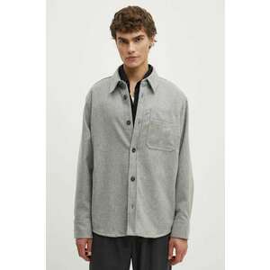 A.P.C. camasa de lana surchemise basile brodee poitrine culoarea gri, cu guler clasic, relaxed, WVBCV.H02918 imagine