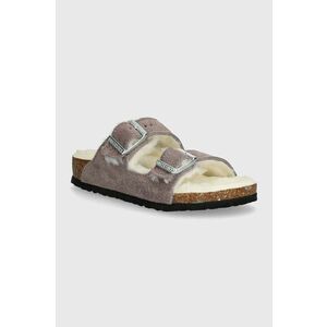 Birkenstock papuci din piele intoarsa pentru copii Arizona Shearling culoarea roz, 1027920 imagine