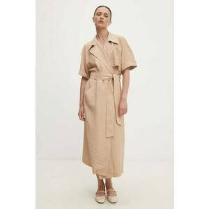 Answear Lab rochie din in culoarea maro, midi, oversize imagine