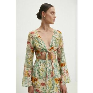 Answear Lab bluza cu mătase culoarea verde, modelator imagine